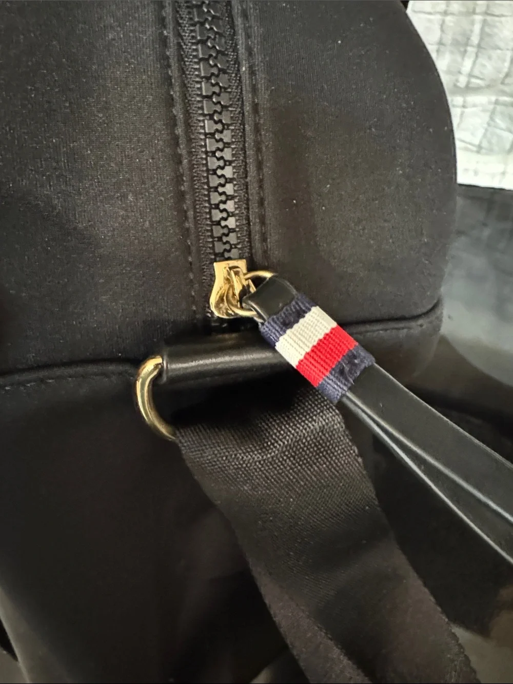 Tommy Hilfiger Black Logo-Trim Duffel Bag